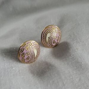 Elegant Gold and Pink Paisley Earrings